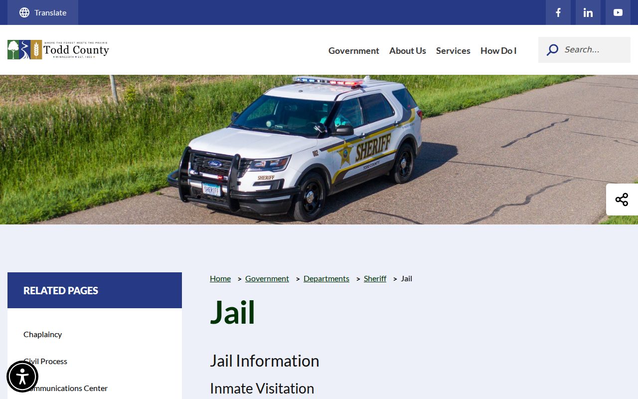 Todd County Detention Center contact information for custody questions on a warrant