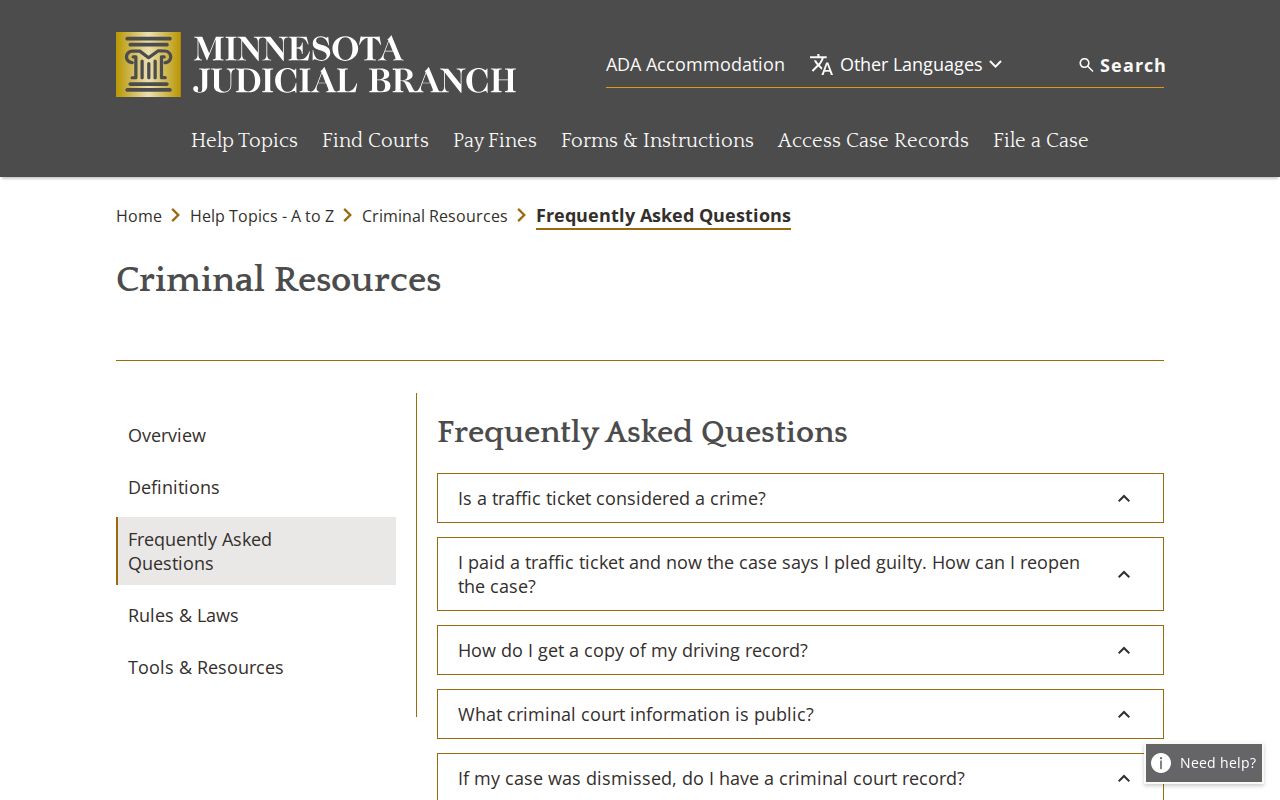Todd County warrant and bail guidance from the Minnesota Judicial Branch