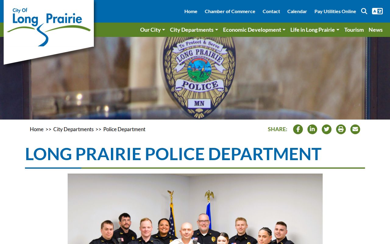 Long Prairie Police Department contact and coverage information for warrant questions