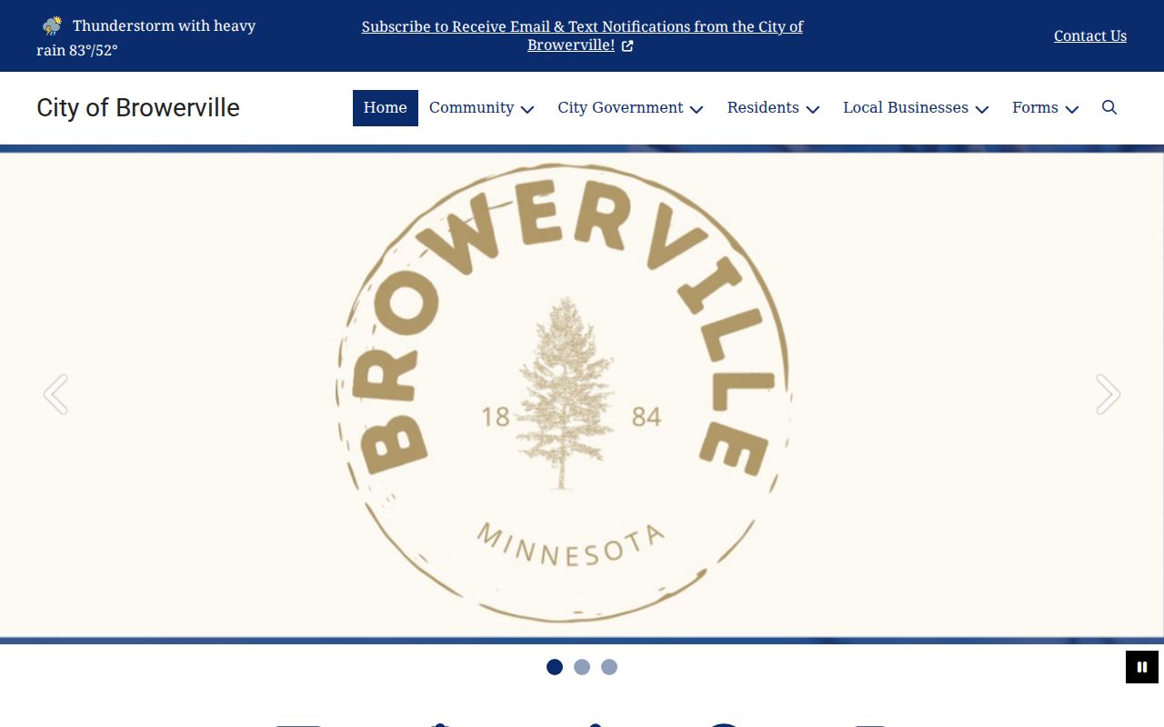 Browerville city website used to confirm the absence of a city warrant portal